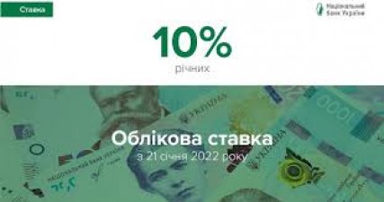 ОБЛІКОВУ СТАВКУ НБУ ПІДВИЩЕНО ДО 10 %